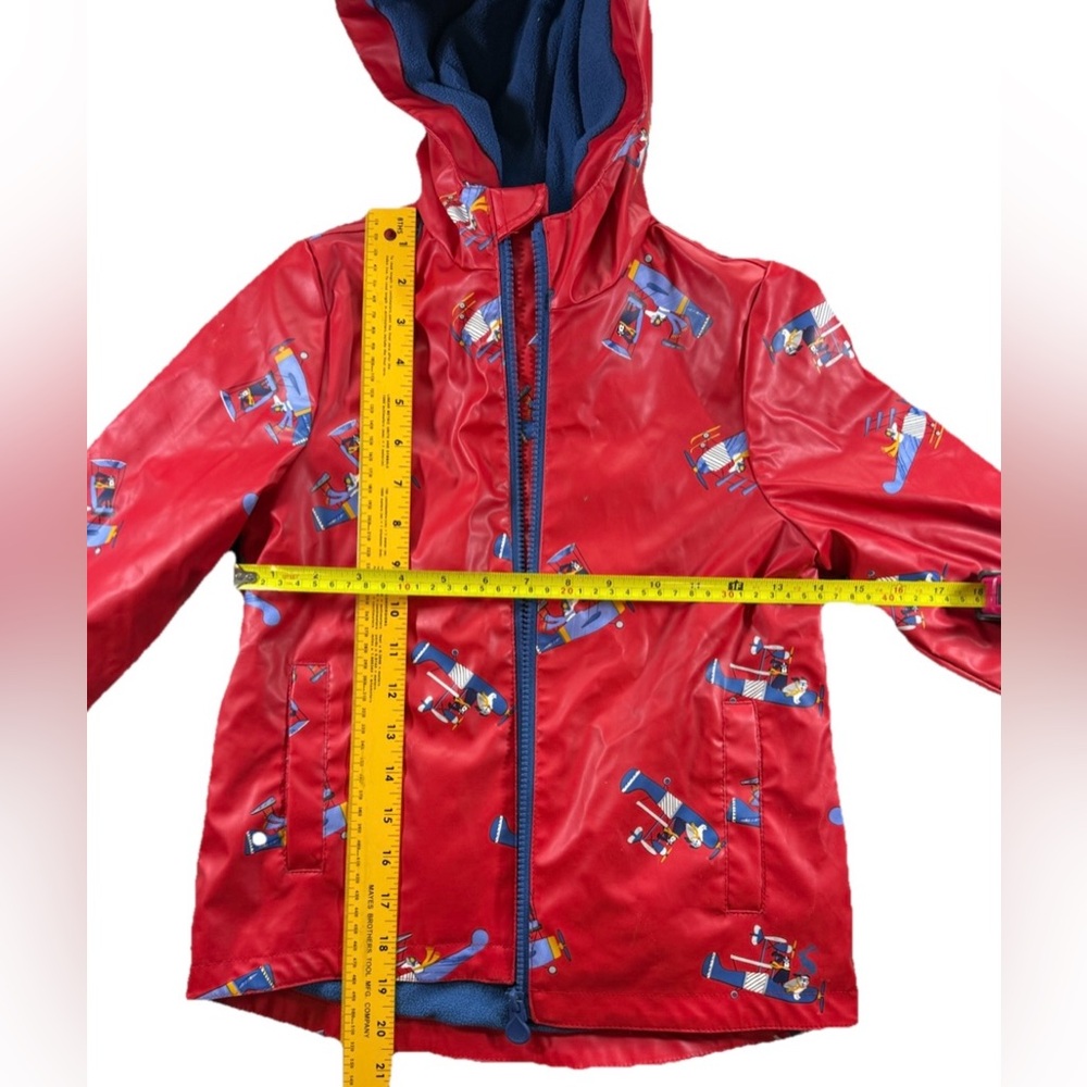 Joules Right as Rain Skipper Rain Jacket Kids' Size 6Y Red Planes Dog Fleece - Picture 6 of 6